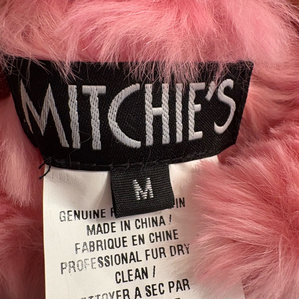 NWOT Mitchie’s Real Hot Pink Rabbit Fur Vest Little Girl’s Medium - Picture 8 of 8